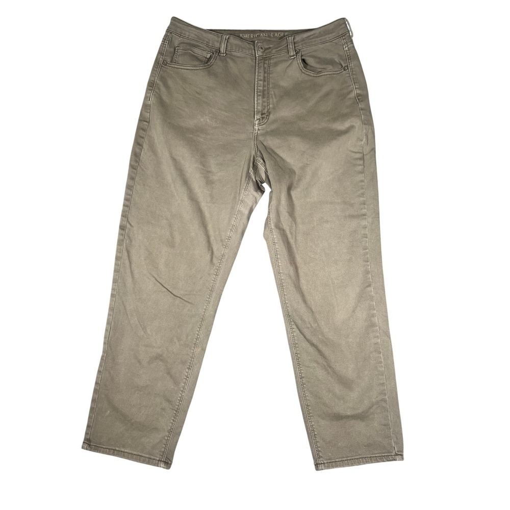 American‎ Eagle Stretch Straight Leg Jeans Women's 14 Regular Olive Taupe Gray